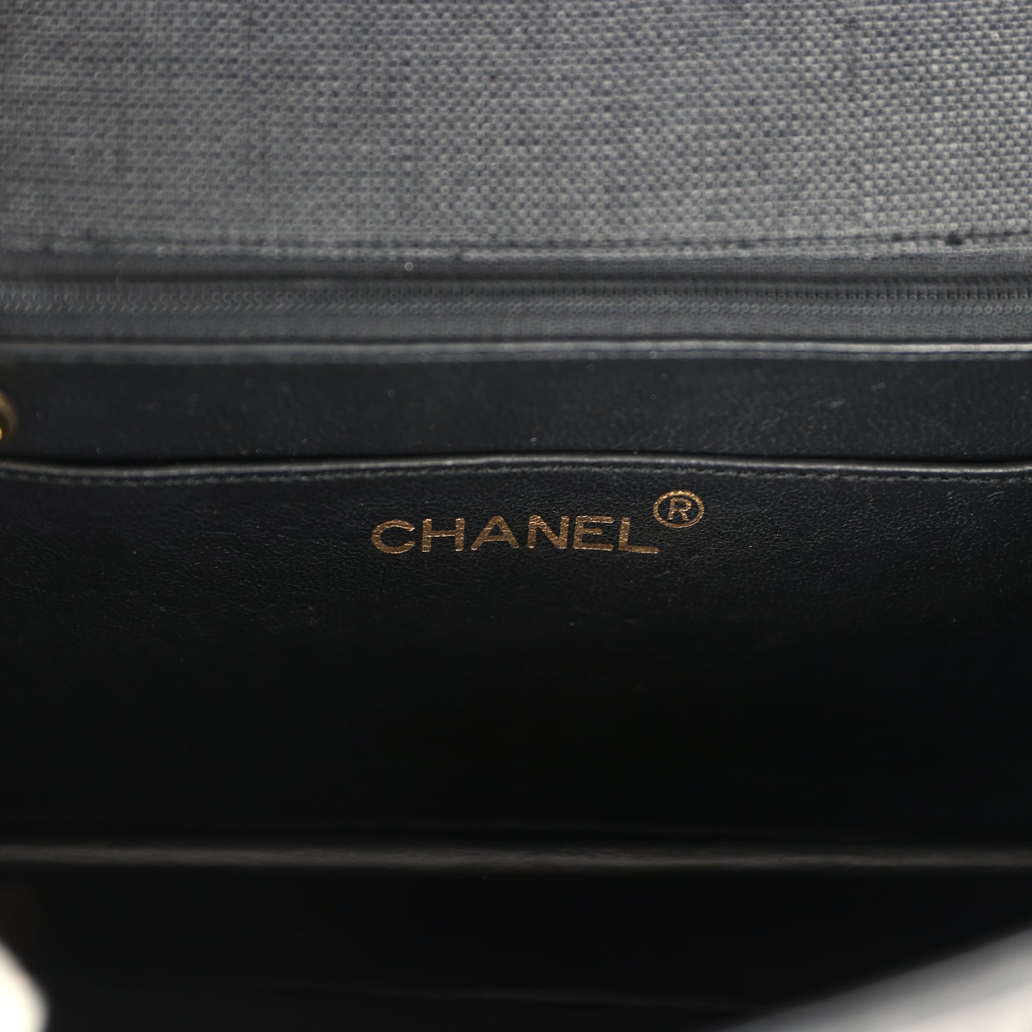 Chanel Vintage Vertical Border Flap Bag Black Linen and Lambskin Gold Hardware