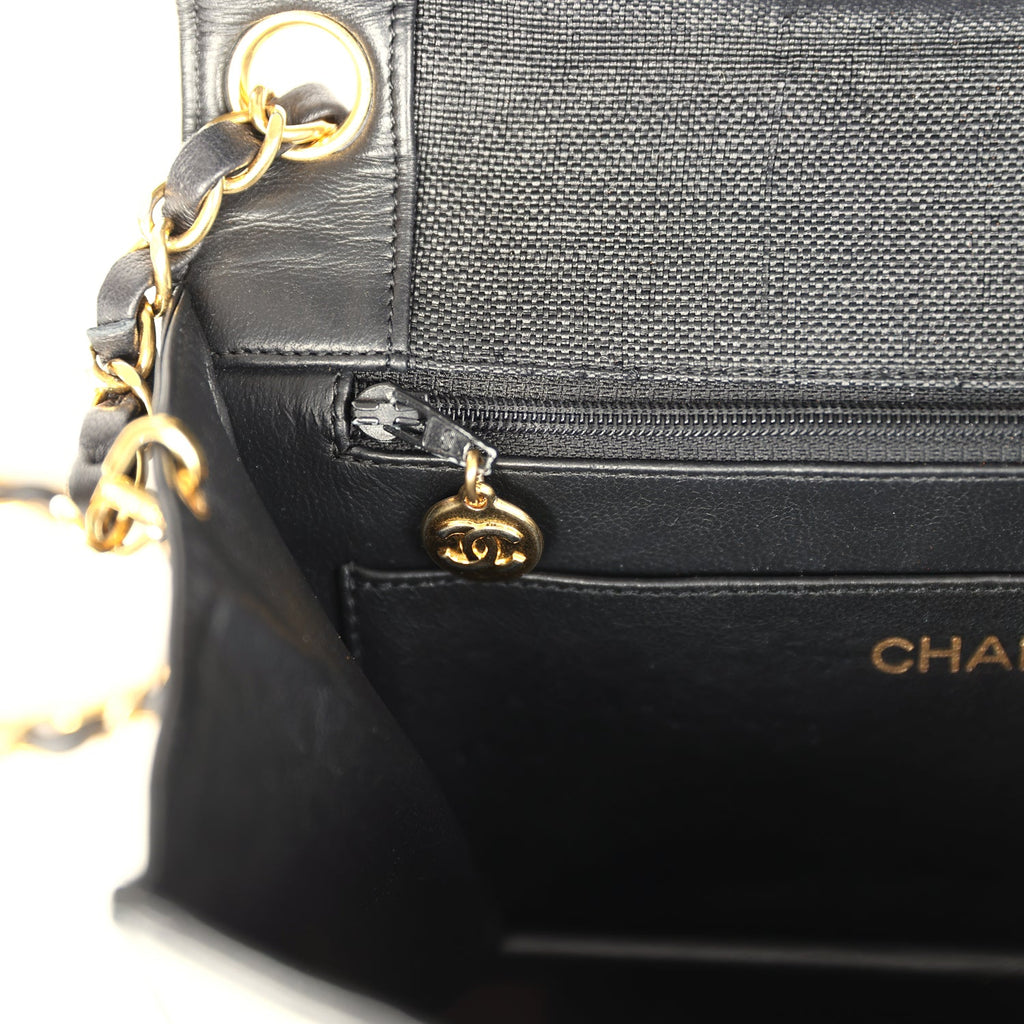Chanel Vintage Vertical Border Flap Bag Black Linen and Lambskin Gold Hardware