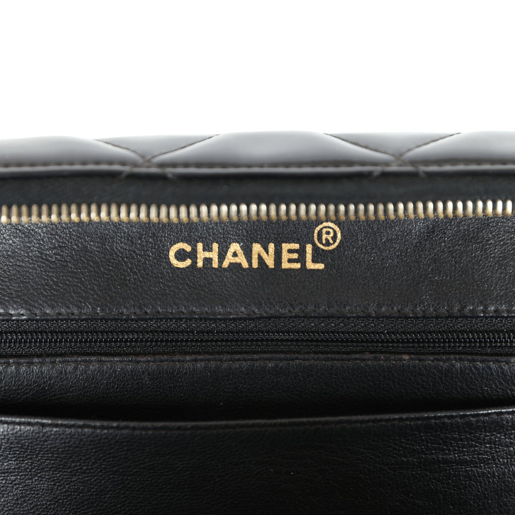 Chanel Vintage Lunchbox Vanity Black Patent Leather Gold Hardware