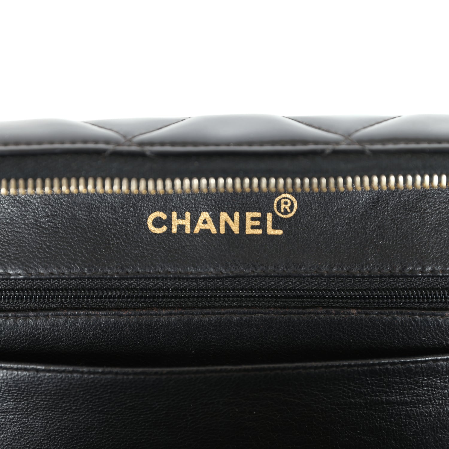 Chanel Vintage Lunchbox Vanity Black Patent Leather Gold Hardware