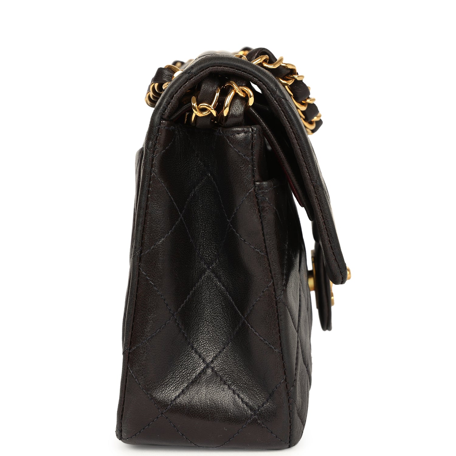 Chanel Vintage Small Classic Flap Black Lambskin Gold Hardware