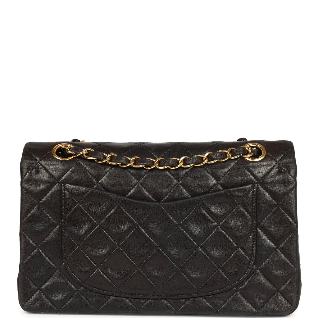 Chanel Vintage Small Classic Flap Black Lambskin Gold Hardware