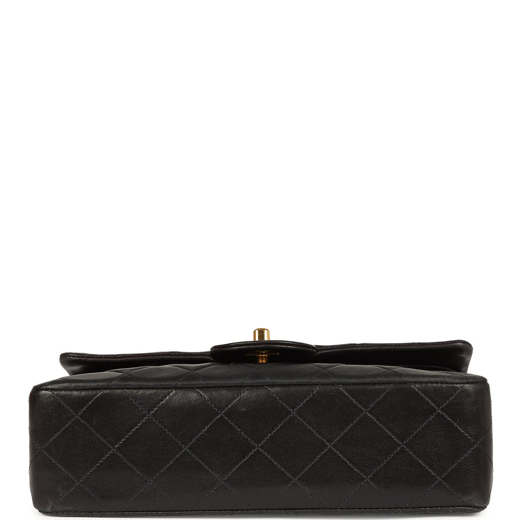 Chanel Vintage Small Classic Flap Black Lambskin Gold Hardware