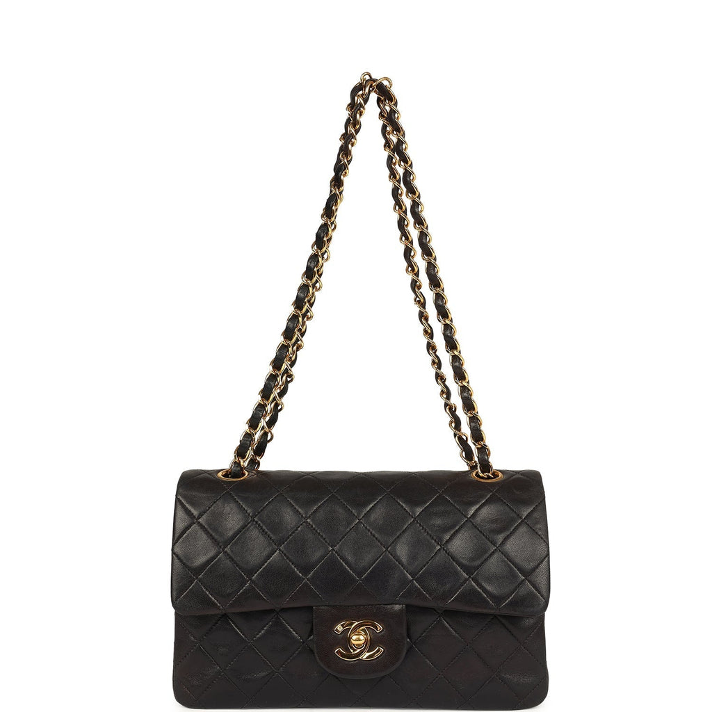 Chanel Vintage Small Classic Flap Black Lambskin Gold Hardware