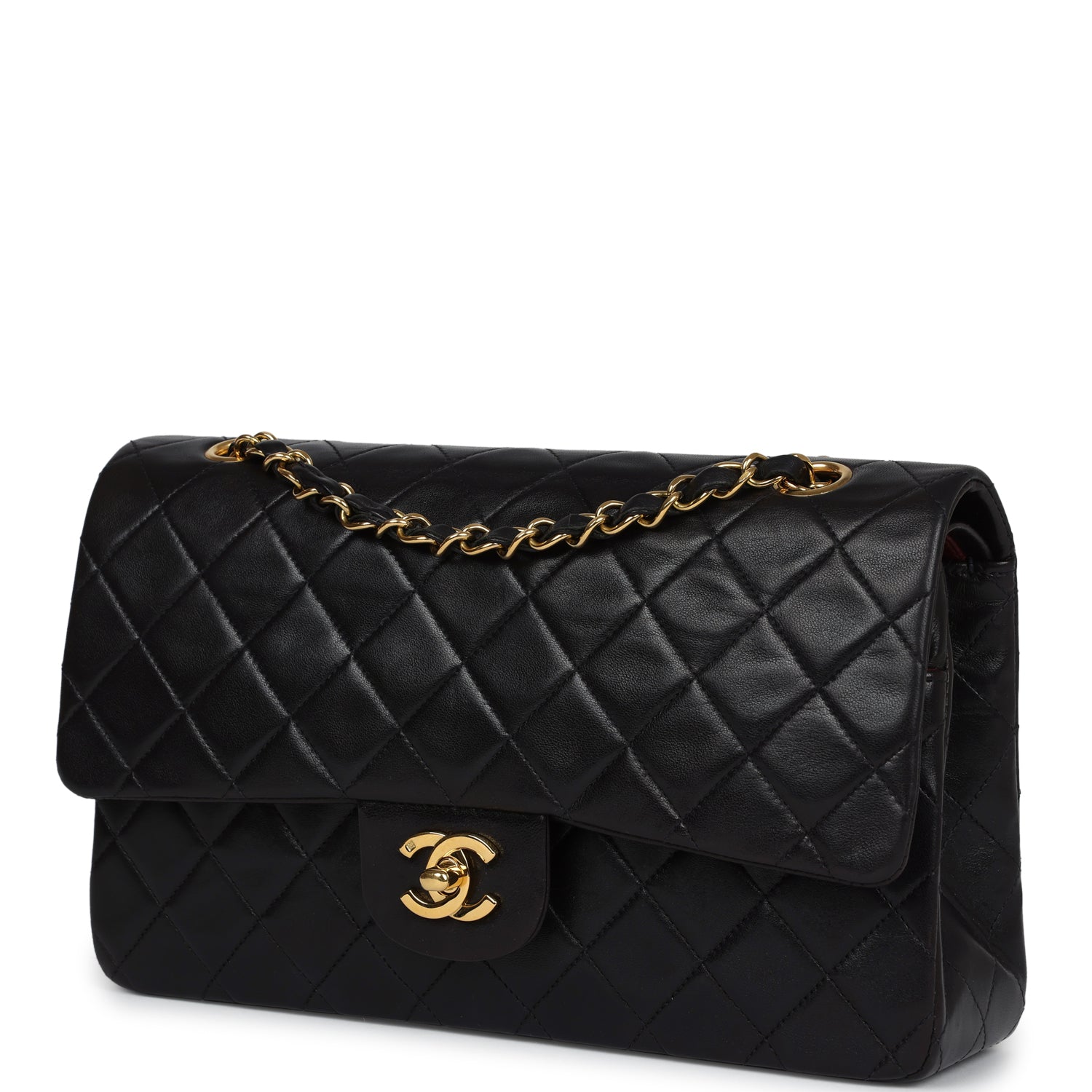 Chanel Vintage Medium Classic Double Flap Black Lambskin Gold Hardware