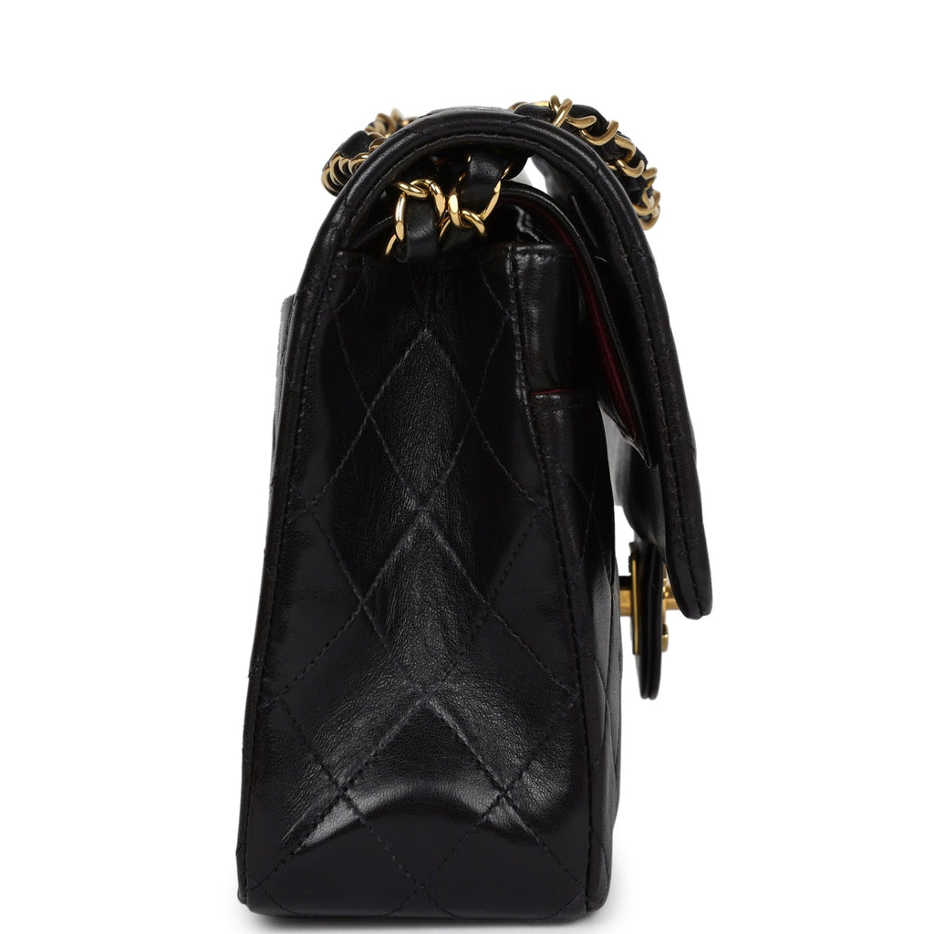 Chanel Vintage Medium Classic Double Flap Black Lambskin Gold Hardware