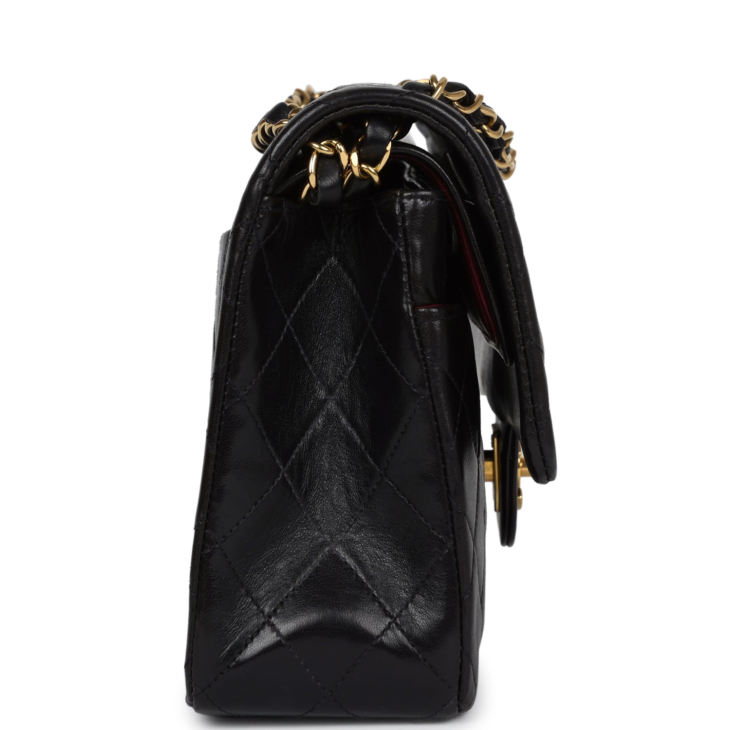 Chanel Vintage Medium Classic Double Flap Black Lambskin Gold Hardware