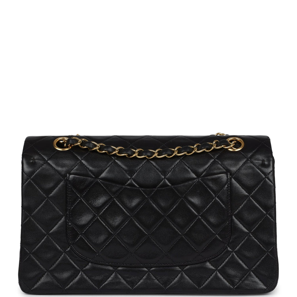 Chanel Vintage Medium Classic Double Flap Black Lambskin Gold Hardware