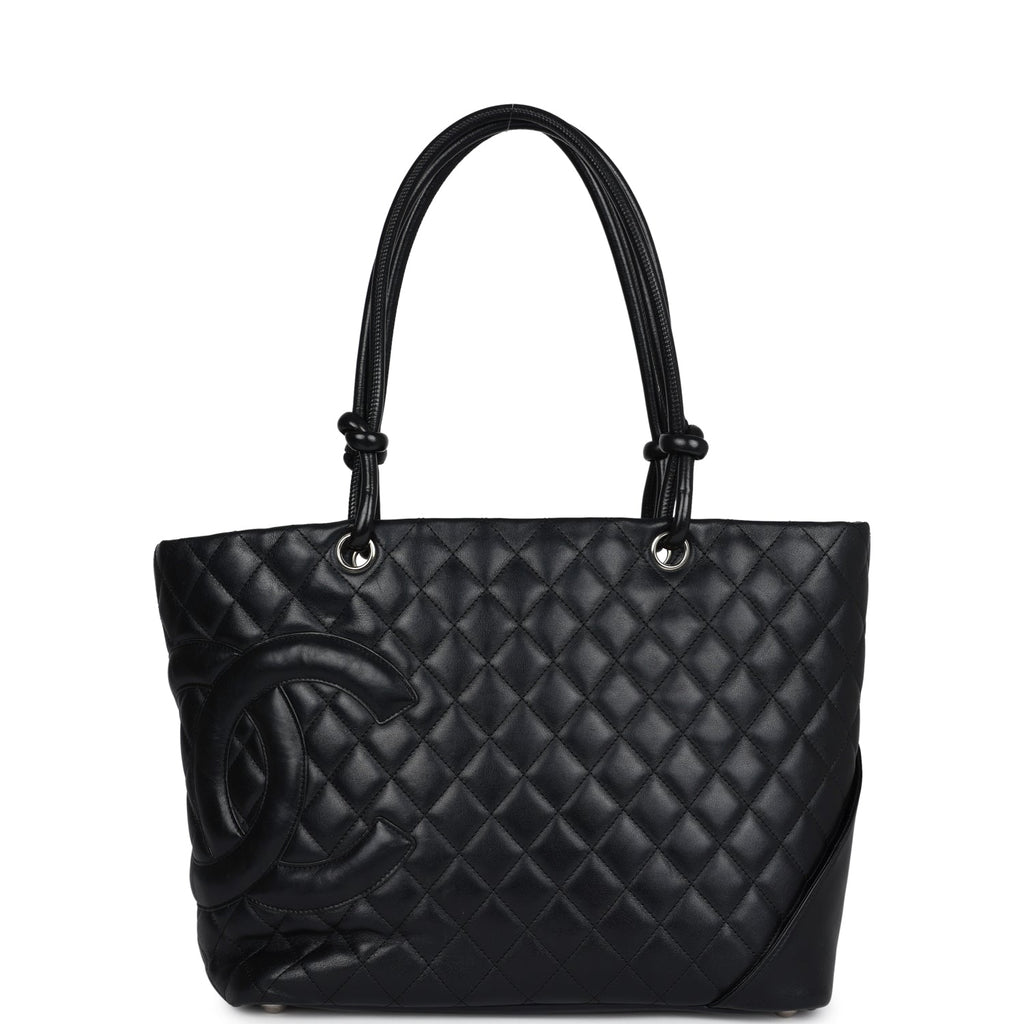 Chanel Vintage Large Cambon Ligne Tote Black Calfskin Silver Hardware