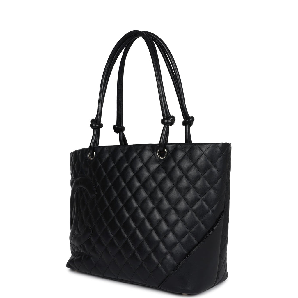 Chanel Vintage Large Cambon Ligne Tote Black Calfskin Silver Hardware