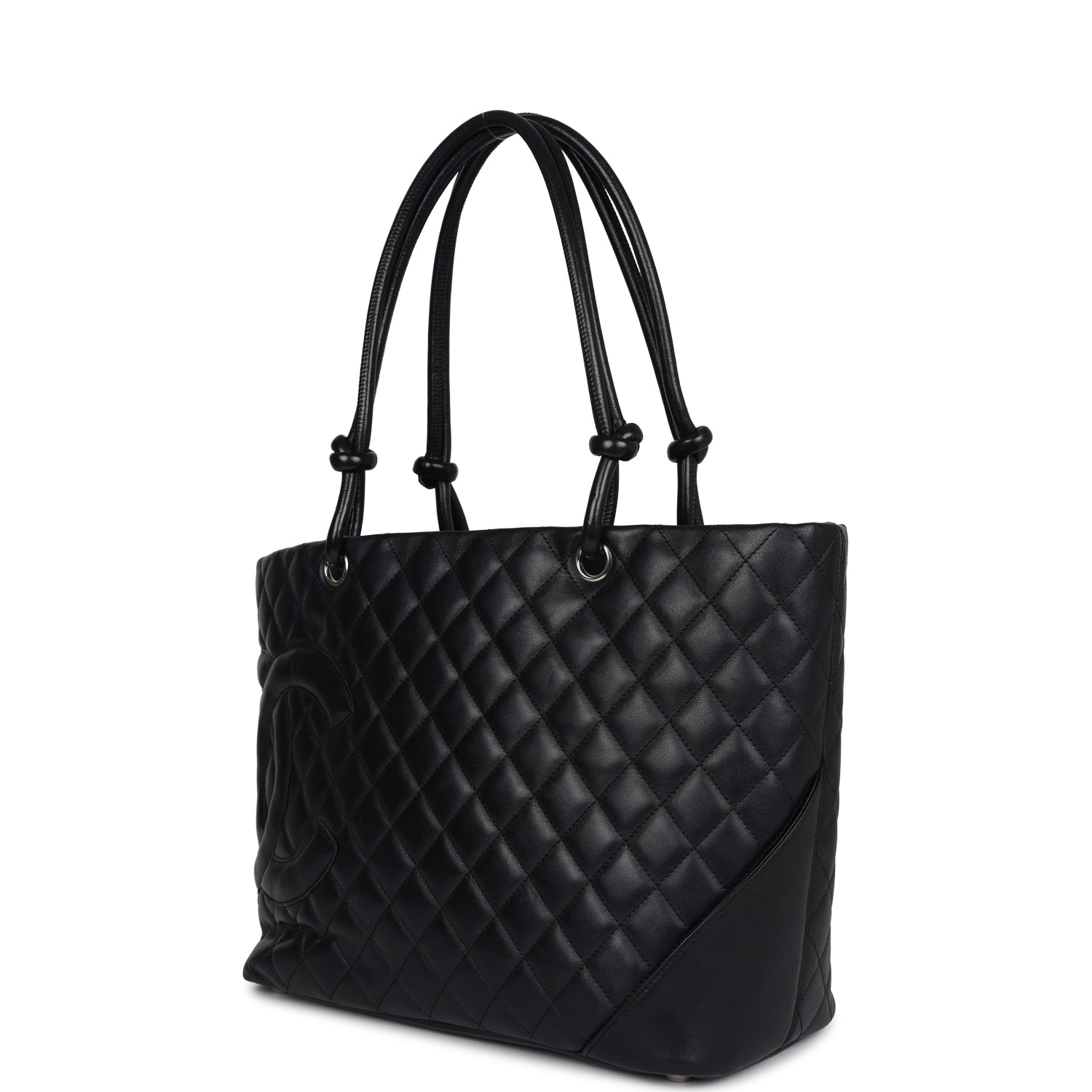 Chanel Vintage Large Cambon Ligne Tote Black Calfskin Silver Hardware