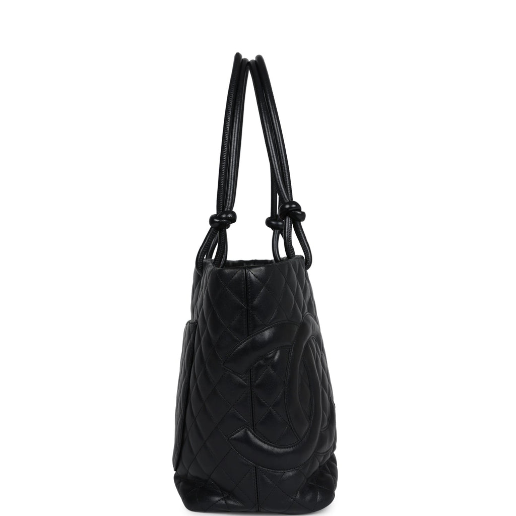 Chanel Vintage Large Cambon Ligne Tote Black Calfskin Silver Hardware
