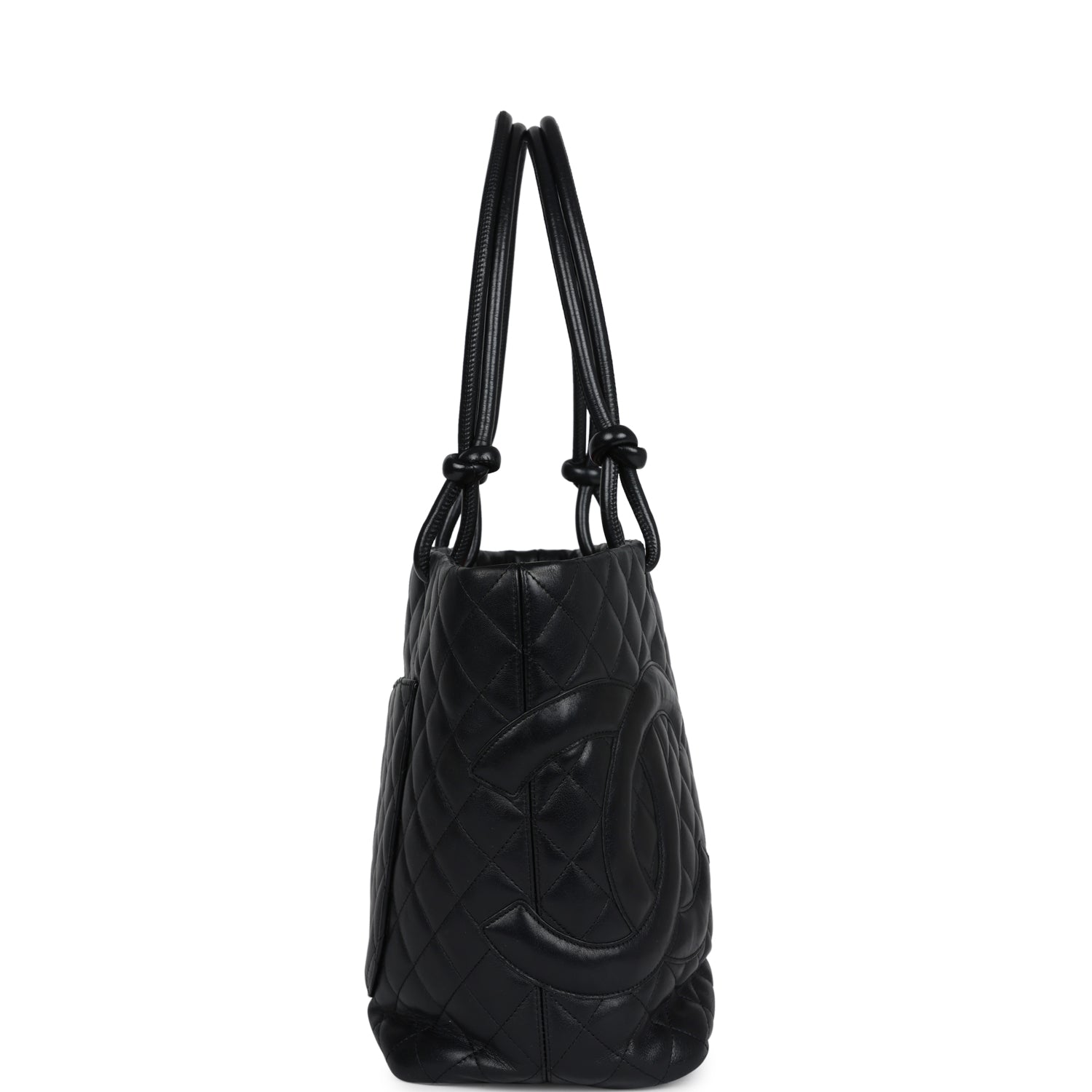 Chanel Vintage Large Cambon Ligne Tote Black Calfskin Silver Hardware