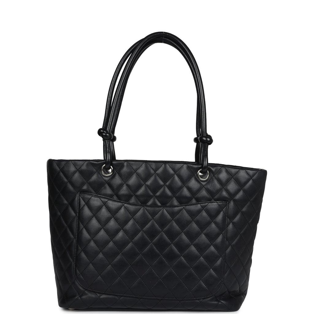 Chanel Vintage Large Cambon Ligne Tote Black Calfskin Silver Hardware