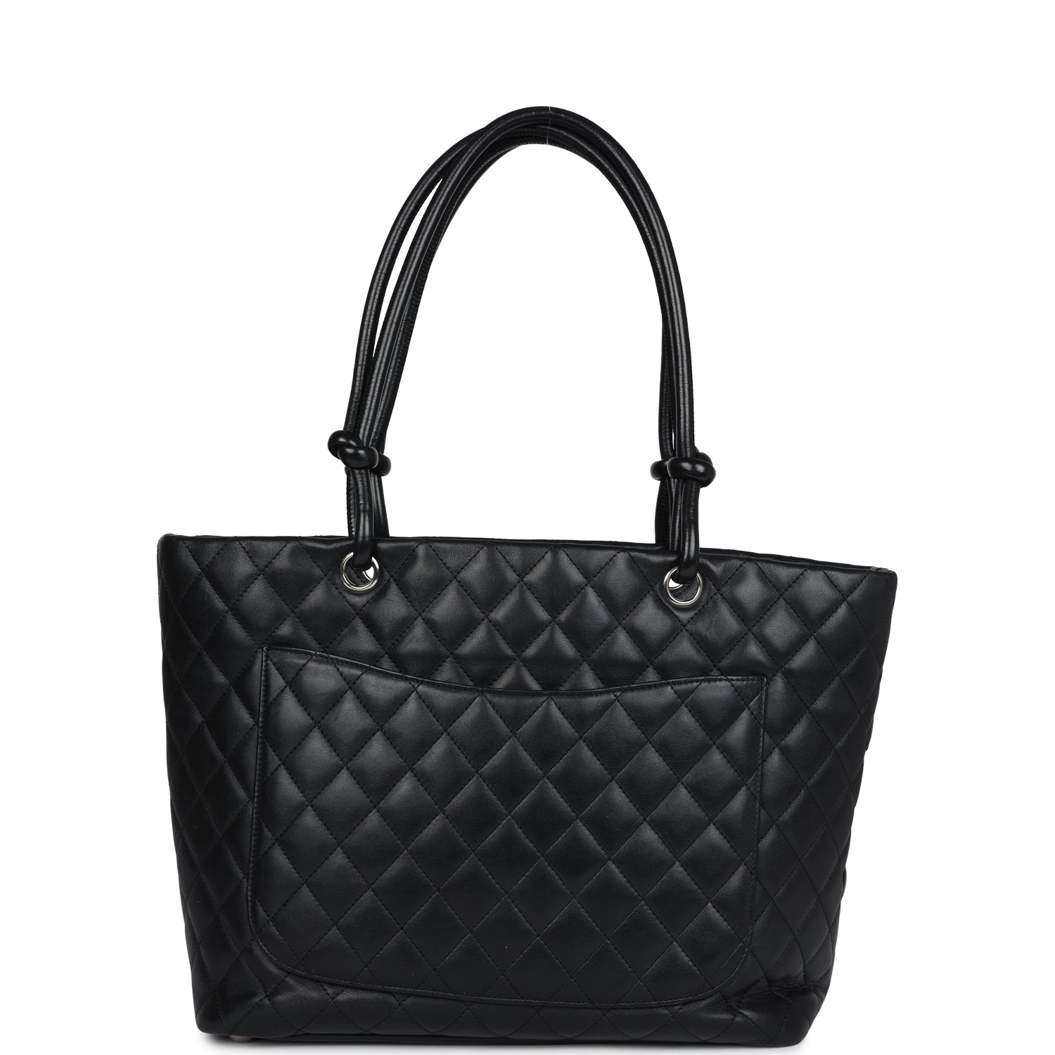 Chanel Vintage Large Cambon Ligne Tote Black Calfskin Silver Hardware