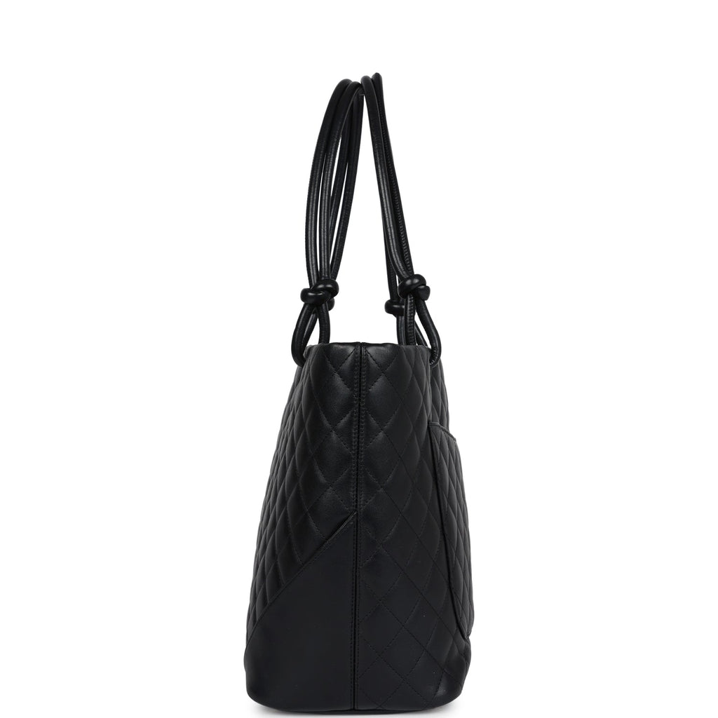 Chanel Vintage Large Cambon Ligne Tote Black Calfskin Silver Hardware
