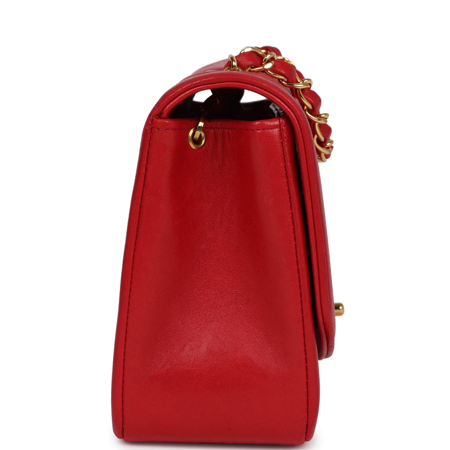 Chanel Vintage Small Diana Flap Bag Red Lambskin Gold Hardware