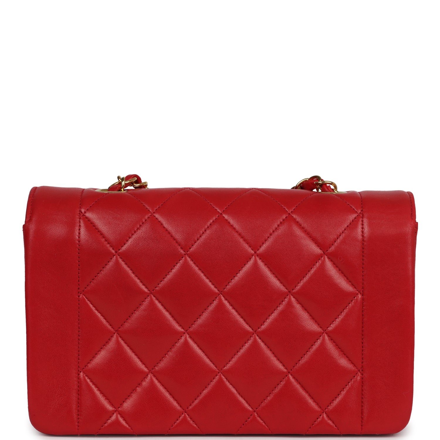 Chanel Vintage Small Diana Flap Bag Red Lambskin Gold Hardware