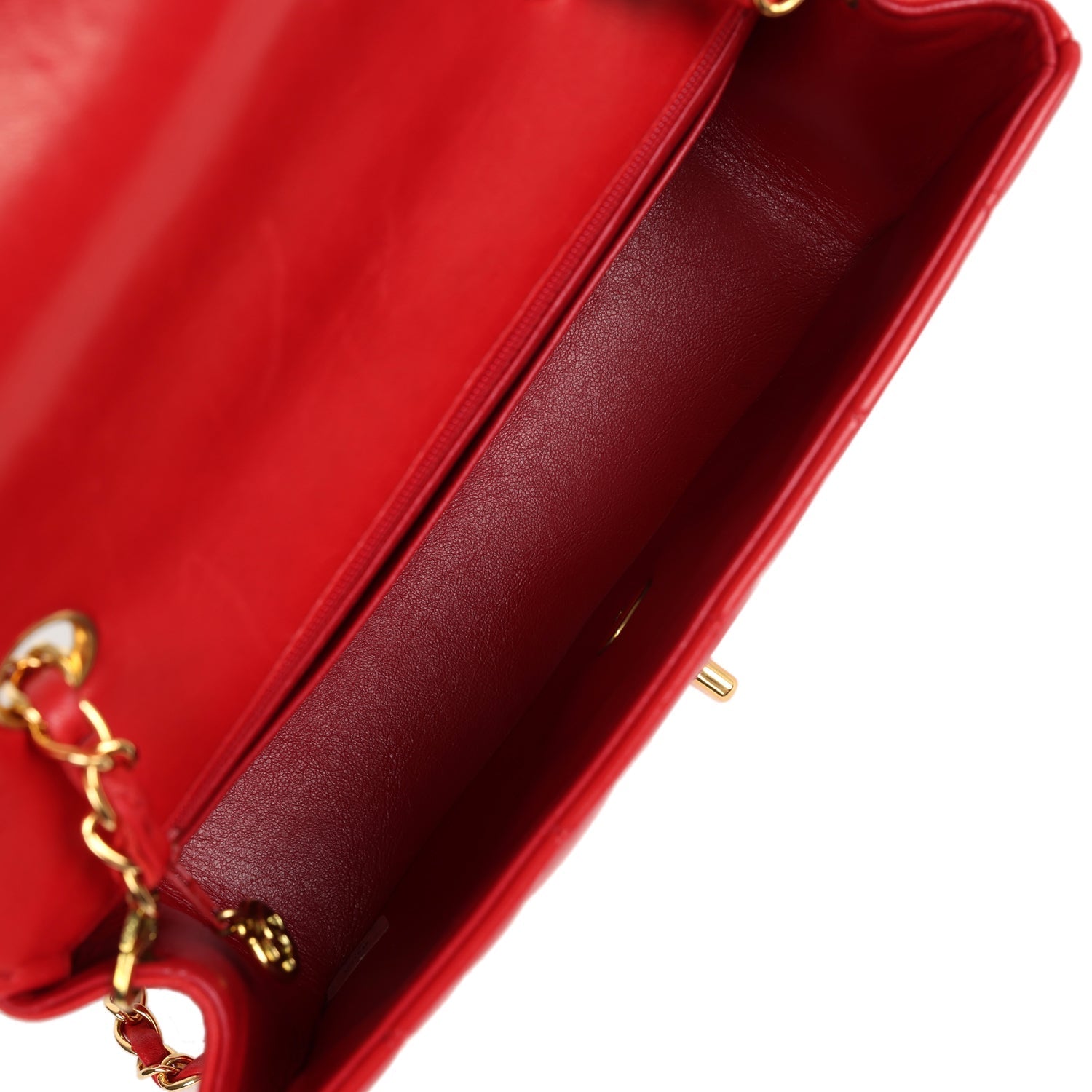 Chanel Vintage Small Diana Flap Bag Red Lambskin Gold Hardware