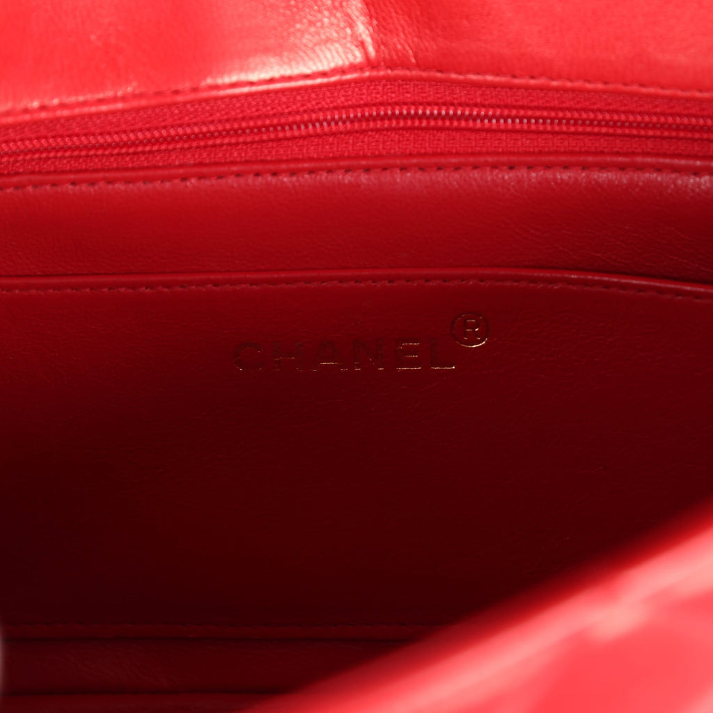 Chanel Vintage Small Diana Flap Bag Red Lambskin Gold Hardware