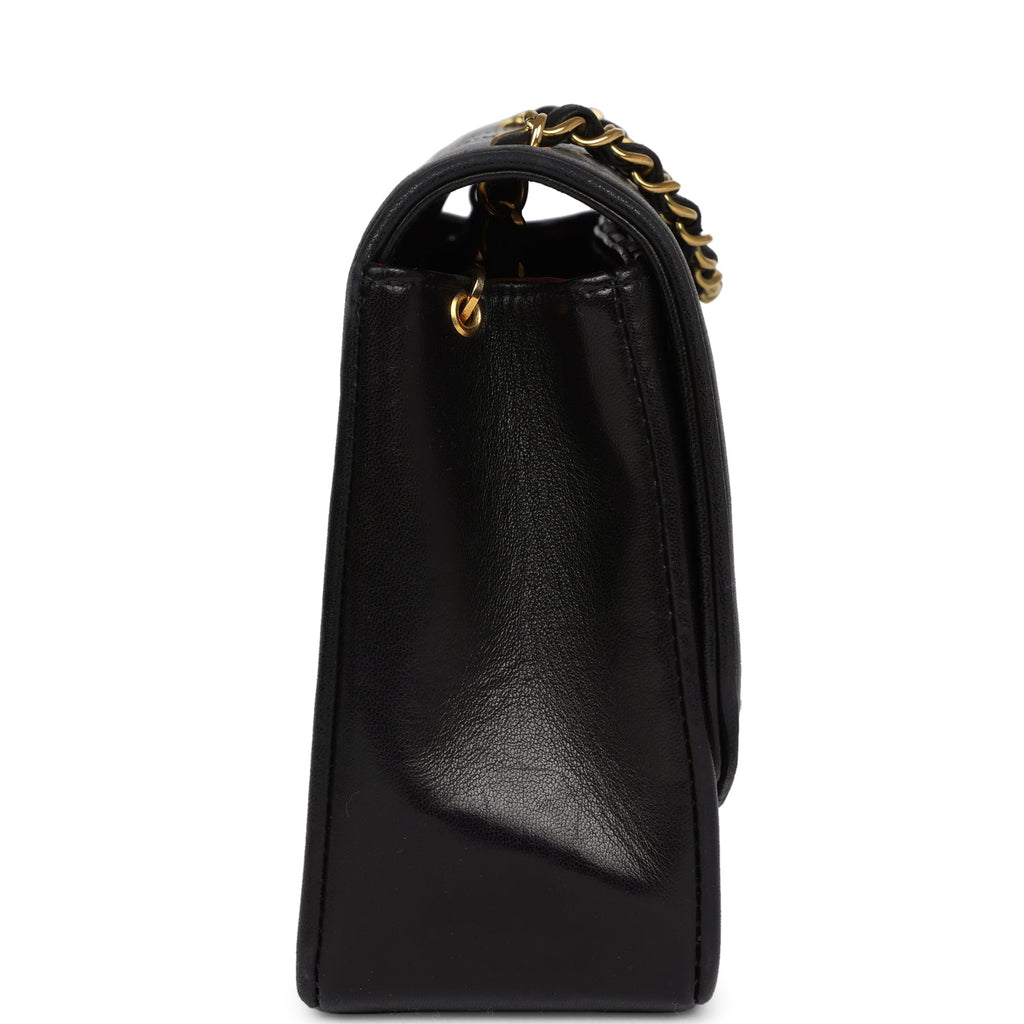 Chanel Vintage Small Diana Flap Bag Black Lambskin Gold Hardware
