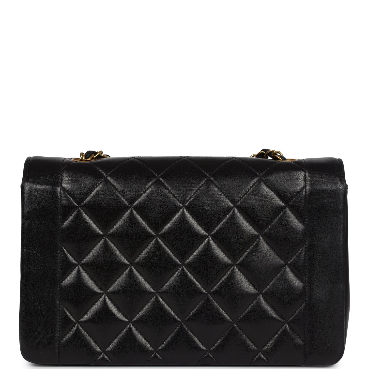 Chanel Vintage Small Diana Flap Bag Black Lambskin Gold Hardware