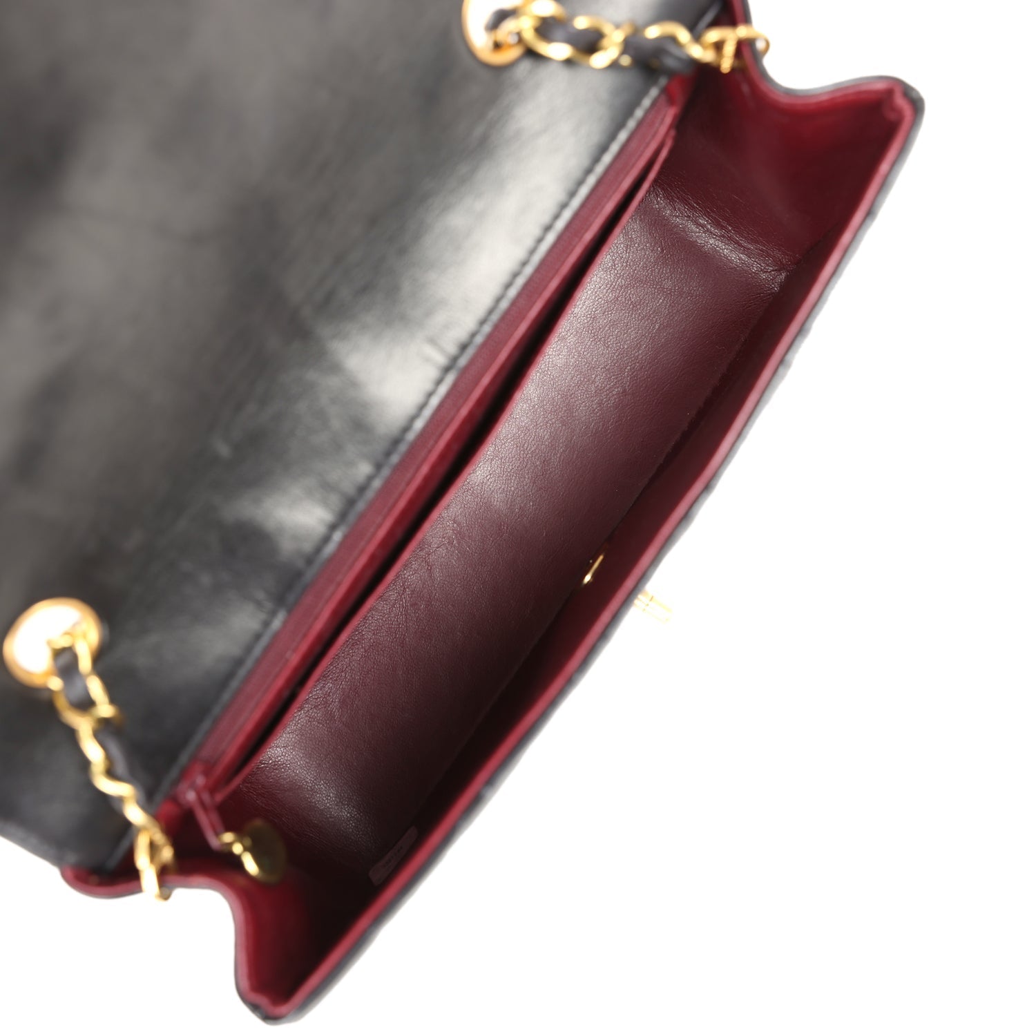 Chanel Vintage Small Diana Flap Bag Black Lambskin Gold Hardware