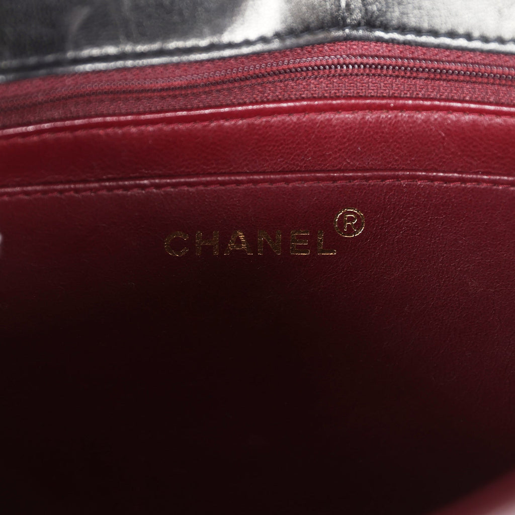 Chanel Vintage Small Diana Flap Bag Black Lambskin Gold Hardware