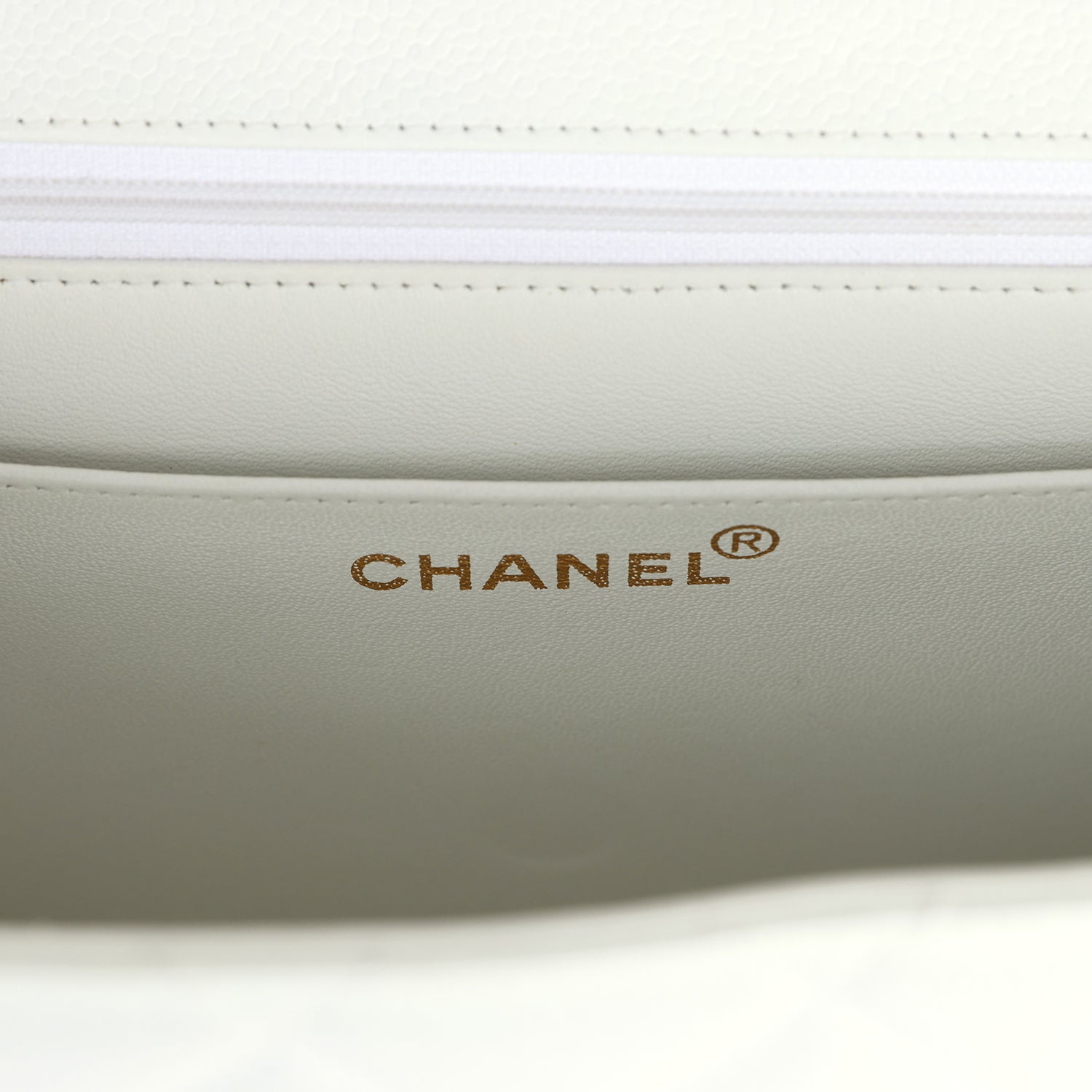 Chanel Vintage Jumbo Single Flap Bag White Caviar Gold Hardware