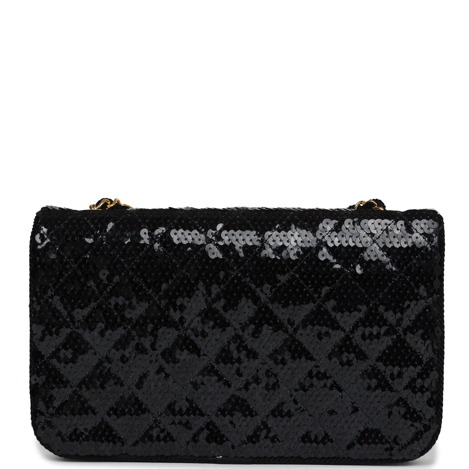 Chanel Vintage Small Flap Bag Black Sequin Gold Hardware