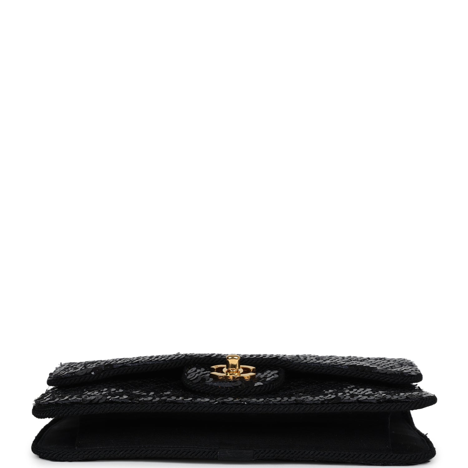 Chanel Vintage Small Flap Bag Black Sequin Gold Hardware