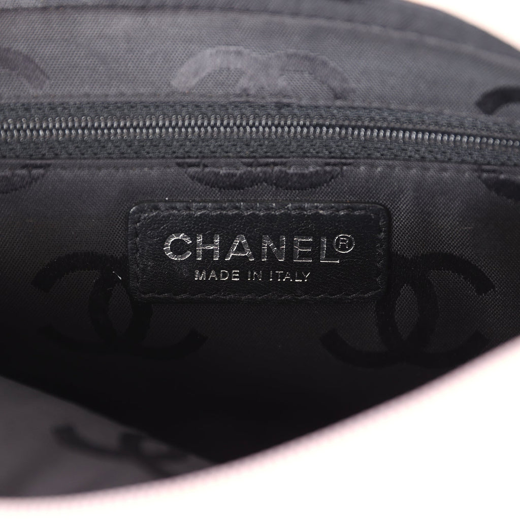 Chanel Vintage Cambon Ligne Pink and Black Calfskin Pochette Silver Hardware