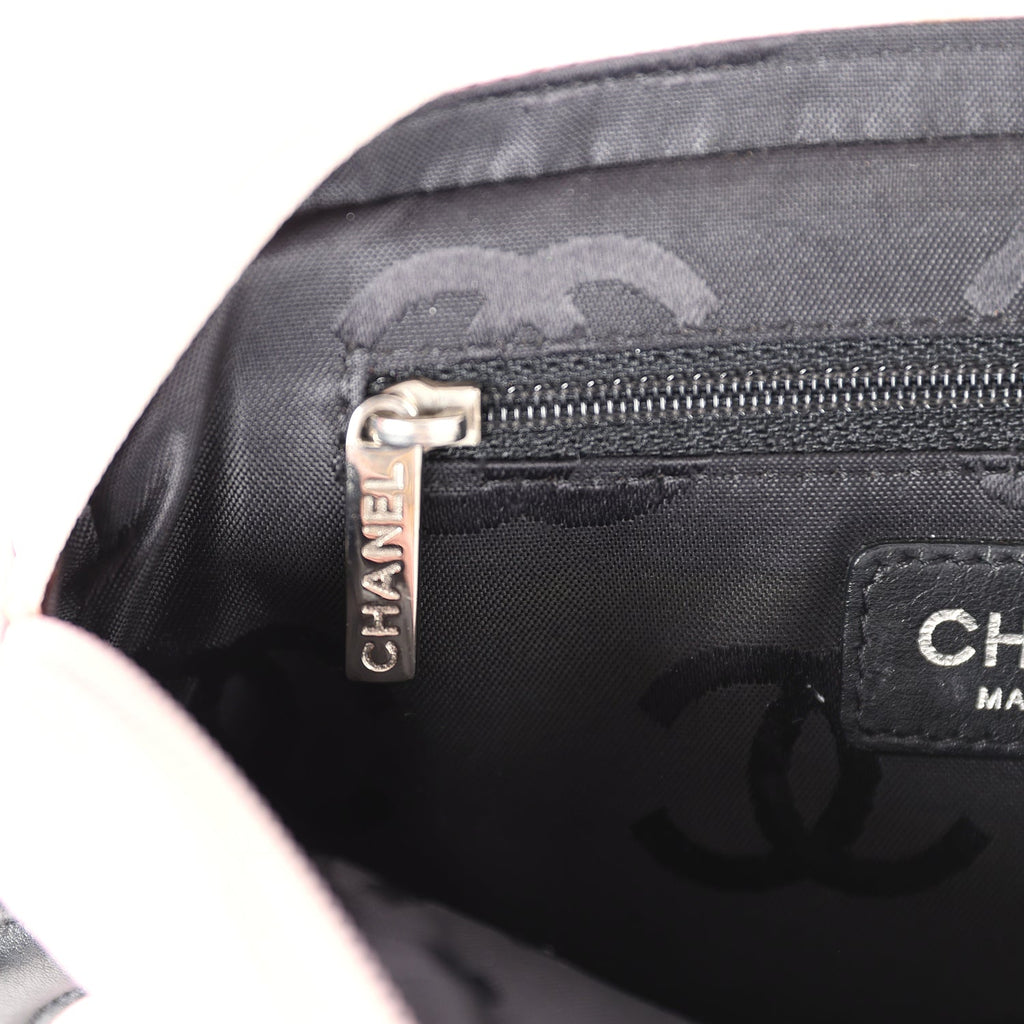 Chanel Vintage Cambon Ligne Pink and Black Calfskin Pochette Silver Hardware