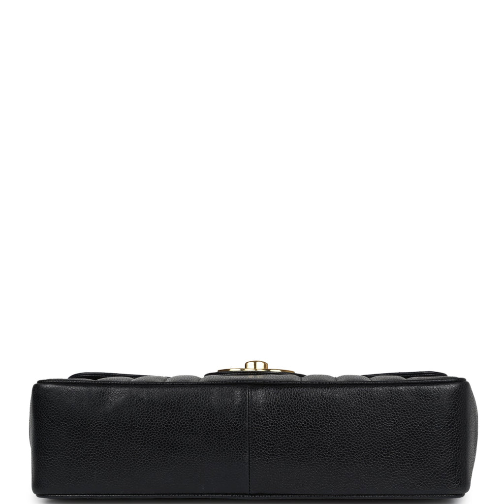Chanel Vintage XL Jumbo Mademoiselle Vertical Flap Black Caviar Gold Hardware