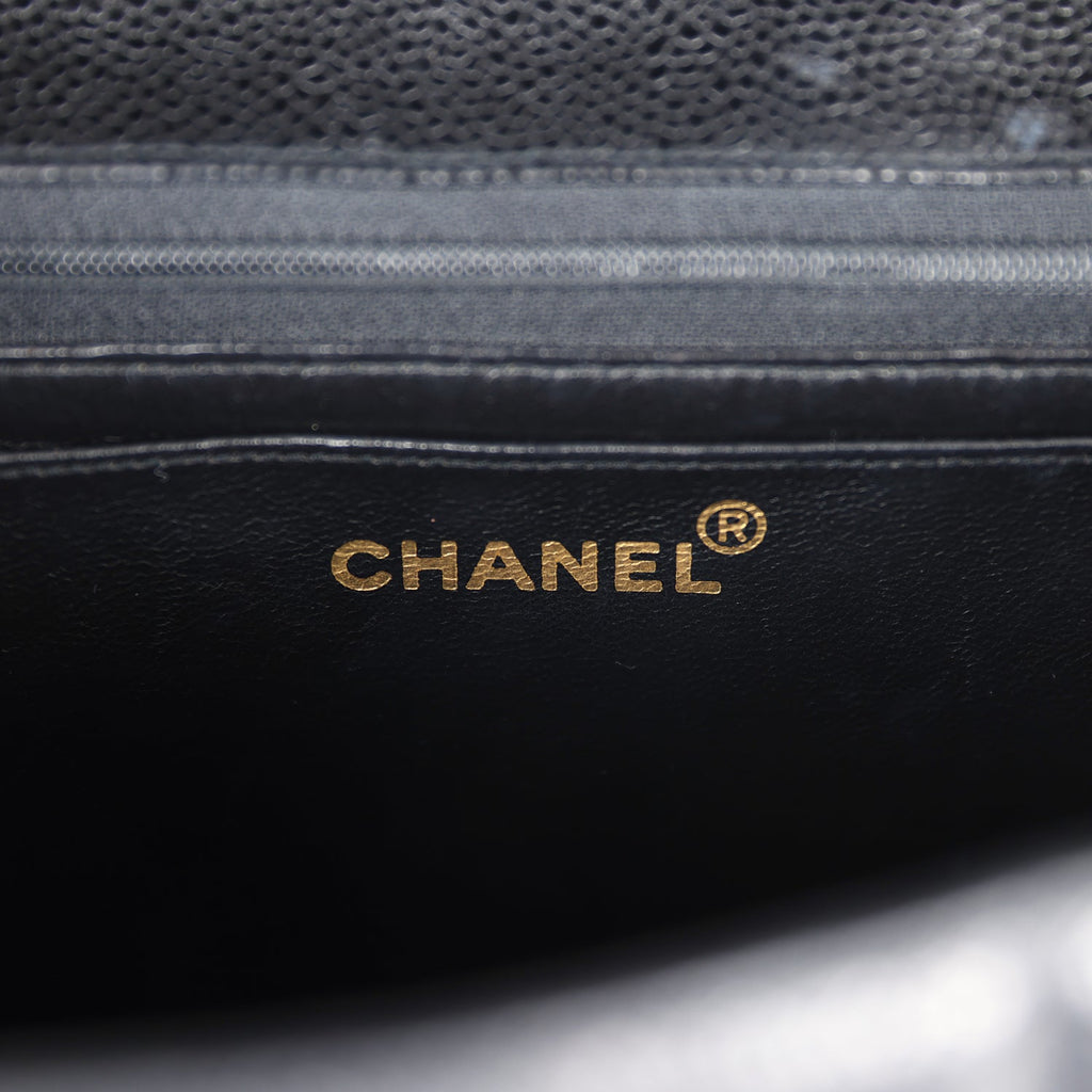 Chanel Vintage XL Jumbo Mademoiselle Vertical Flap Black Caviar Gold Hardware