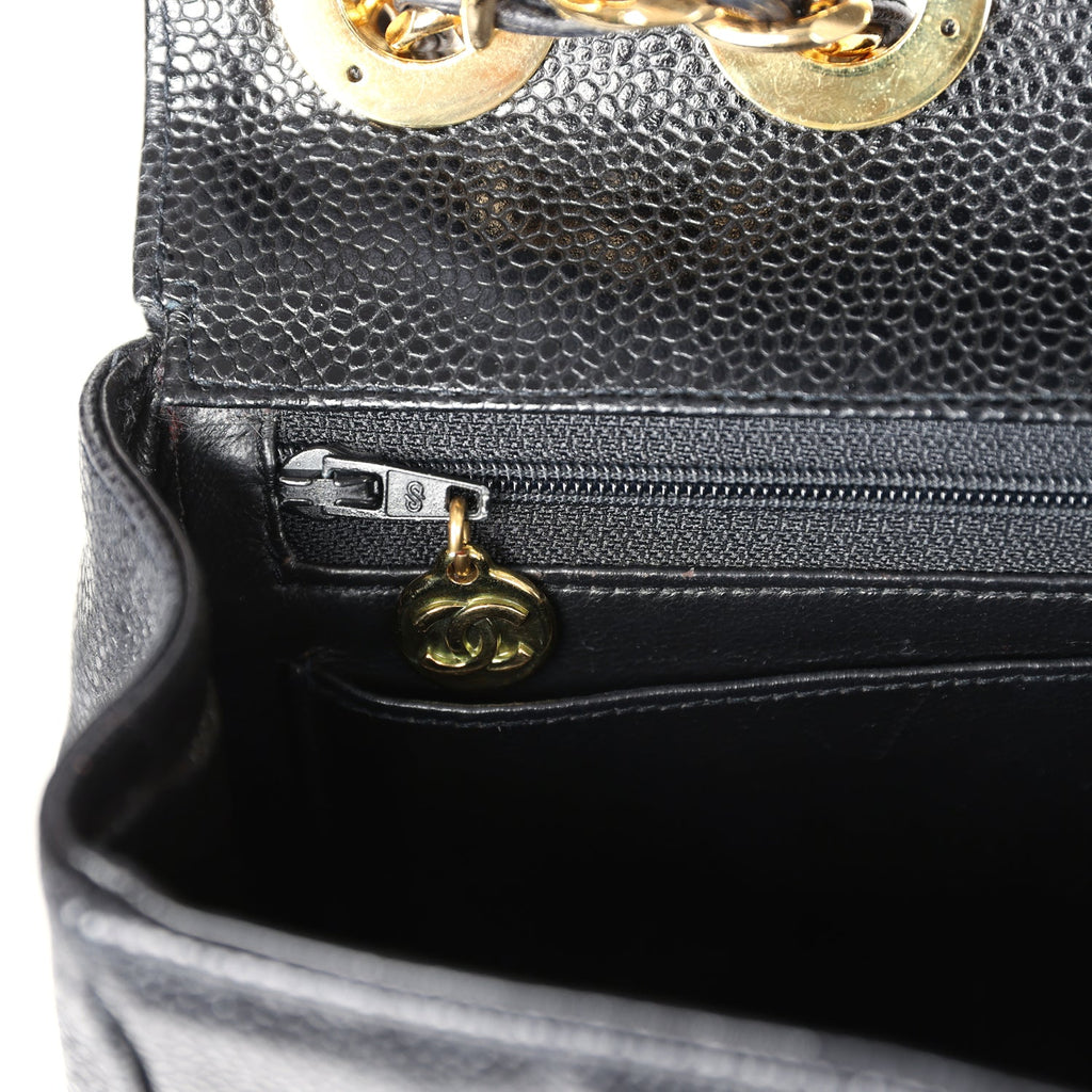 Chanel Vintage XL Jumbo Mademoiselle Vertical Flap Black Caviar Gold Hardware