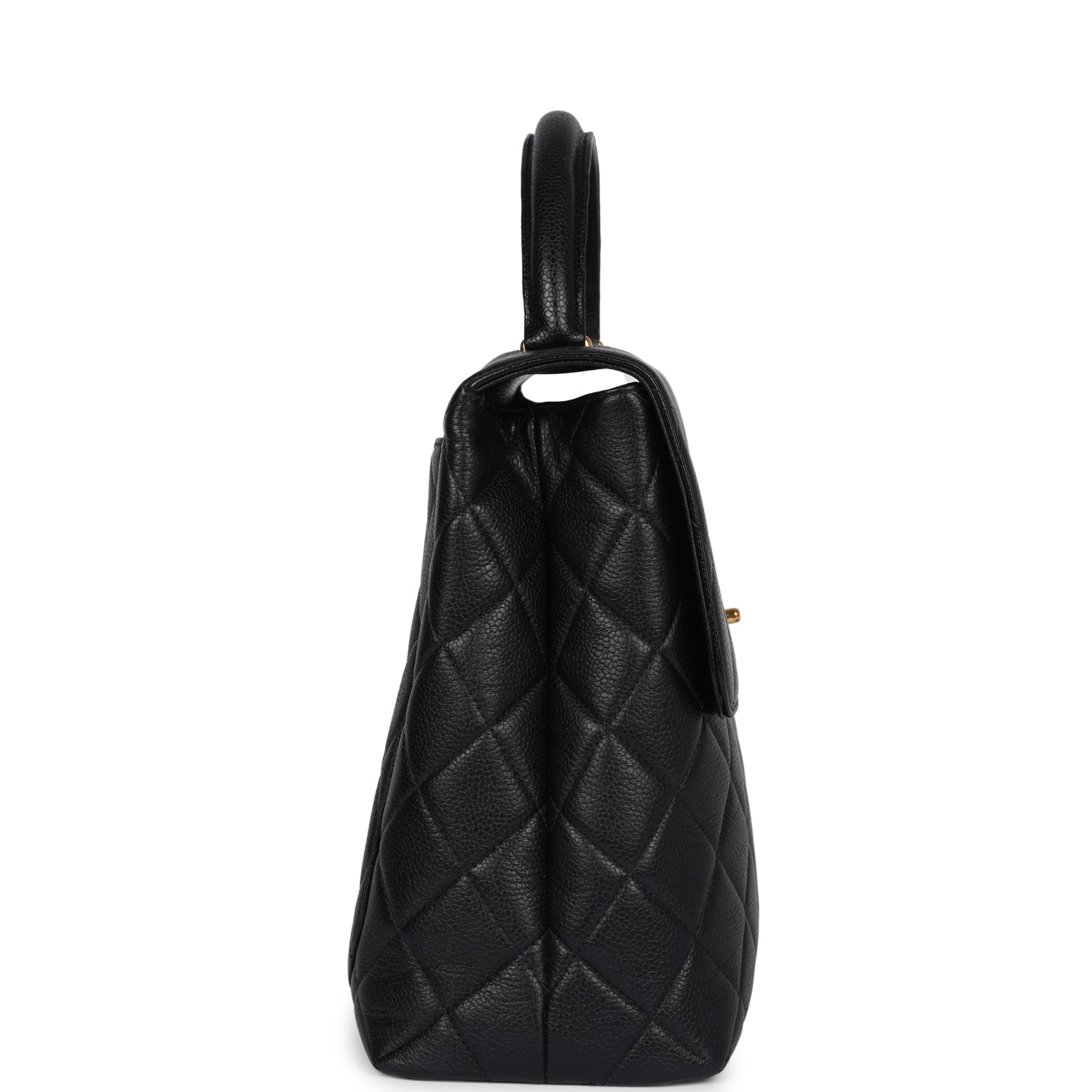 Chanel Vintage Kelly Flap Bag Black Caviar Gold Hardware