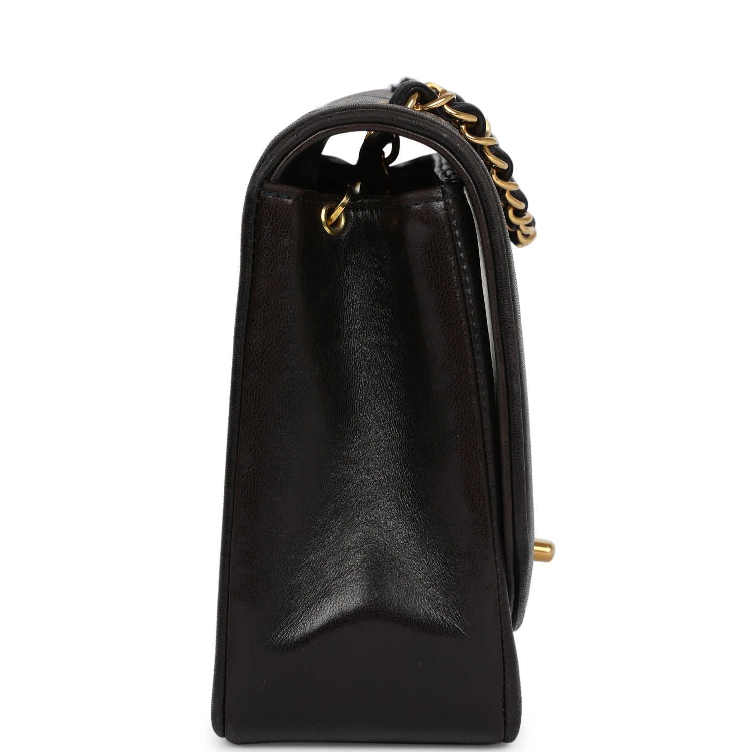 Chanel Vintage Medium Diana Flap Bag Black Lambskin Gold Hardware