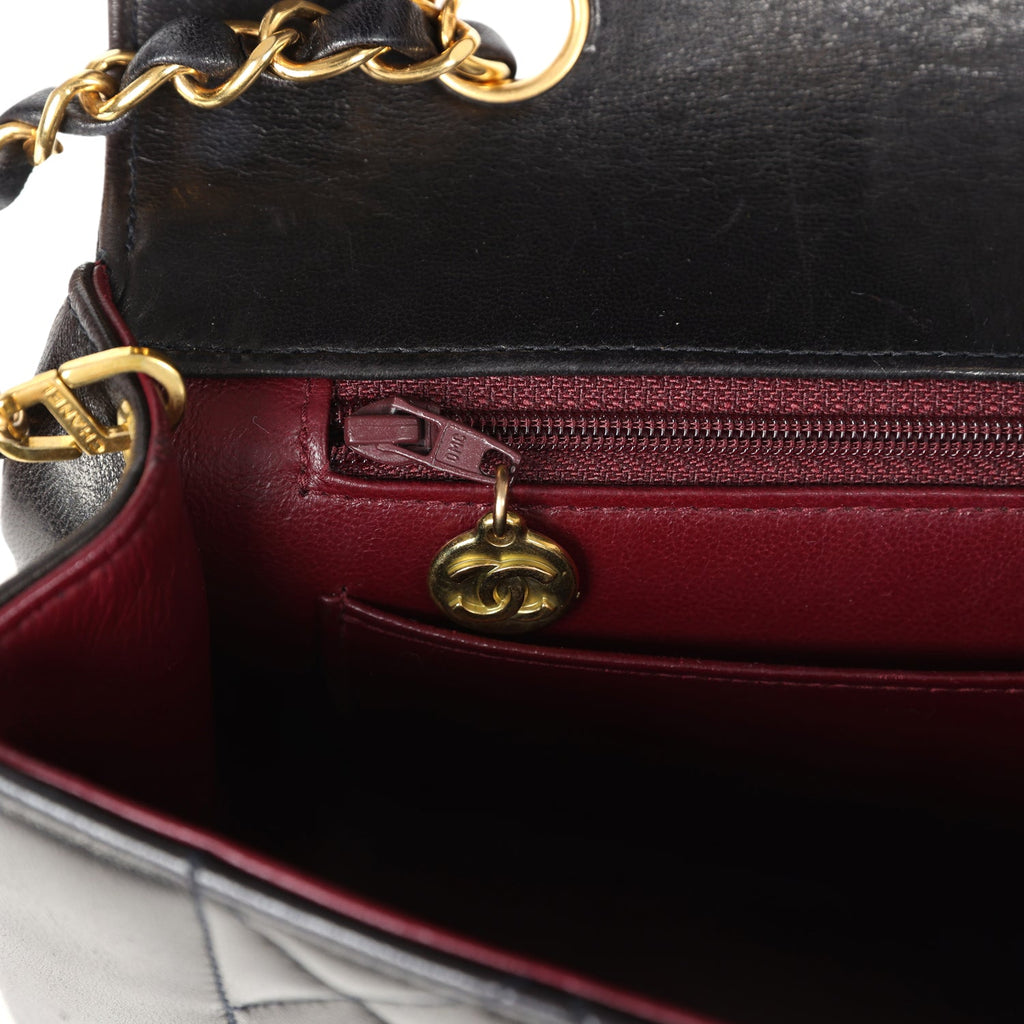 Chanel Vintage Medium Diana Flap Bag Black Lambskin Gold Hardware