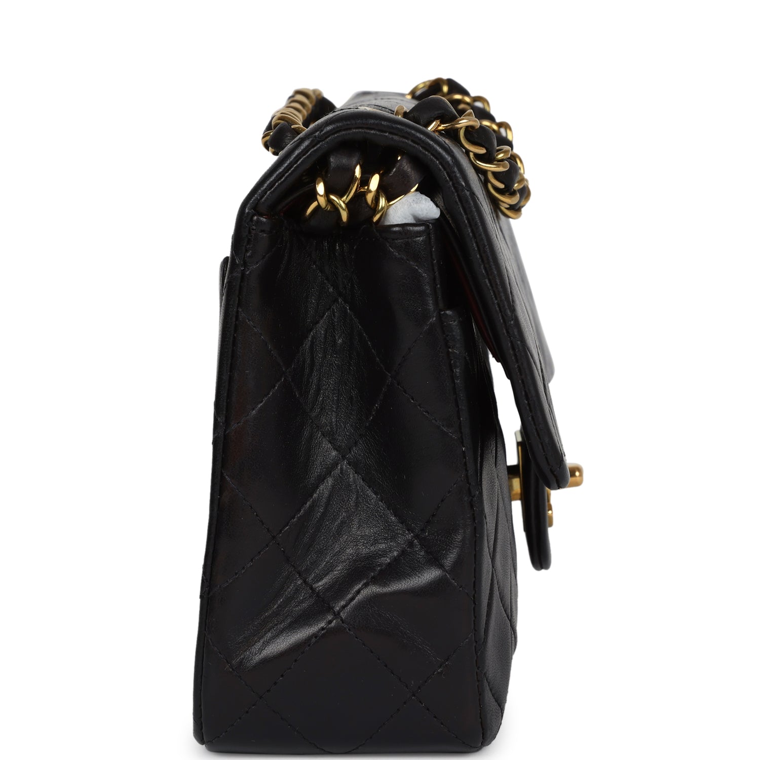 Chanel Vintage Small Classic Double Flap Black Lambskin Gold Hardware