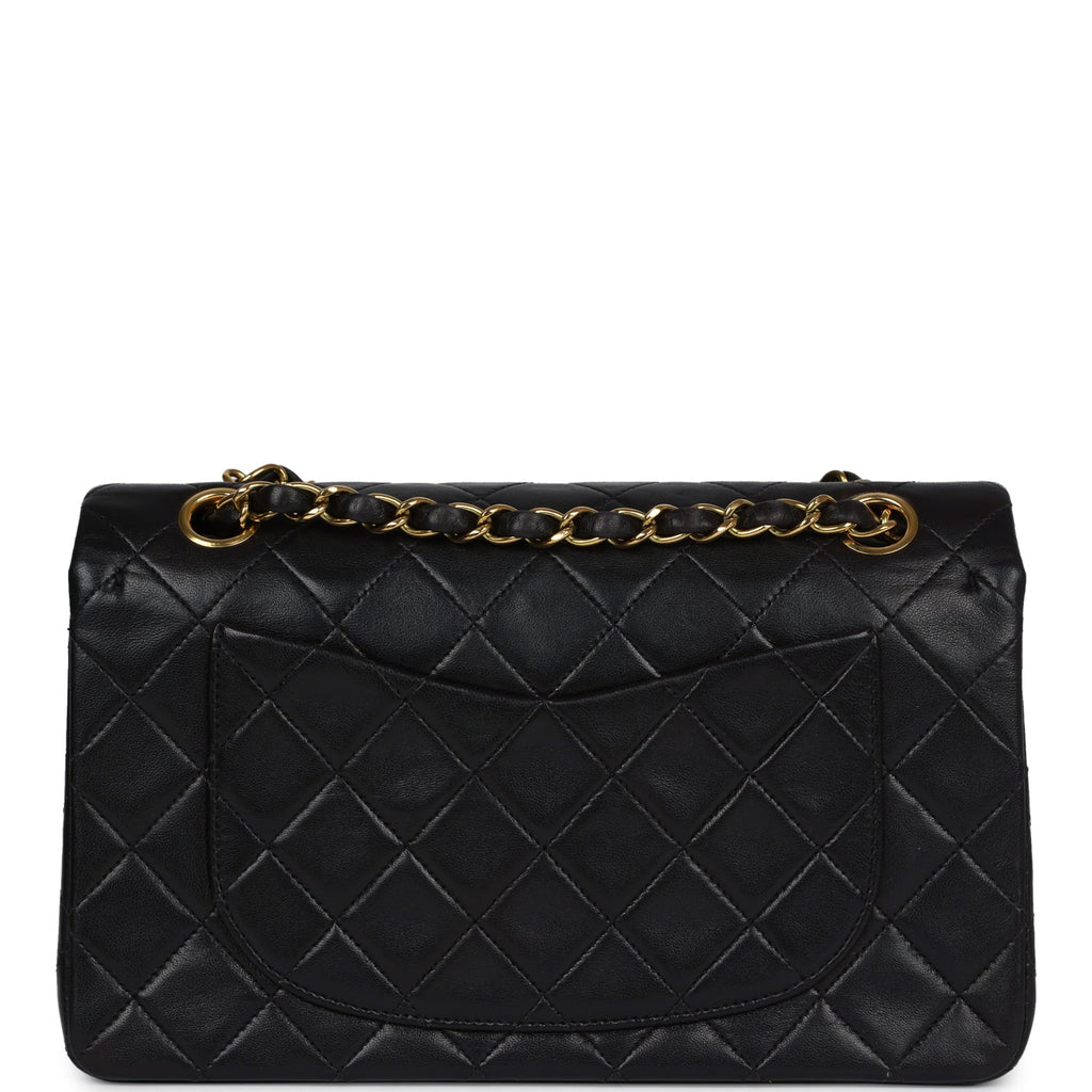 Chanel Vintage Small Classic Double Flap Black Lambskin Gold Hardware