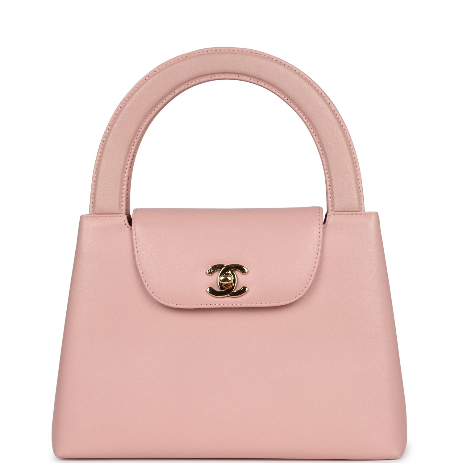 Chanel Vintage Large Kelly Pink Lambskin Gold Hardware
