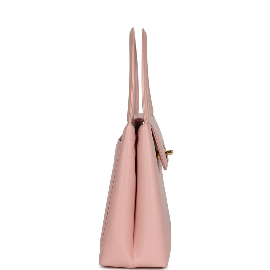 Chanel Vintage Large Kelly Pink Lambskin Gold Hardware