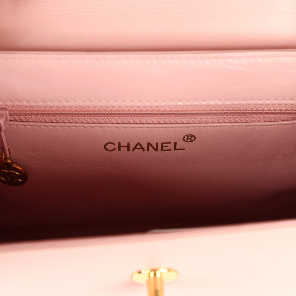 Chanel Vintage Large Kelly Pink Lambskin Gold Hardware