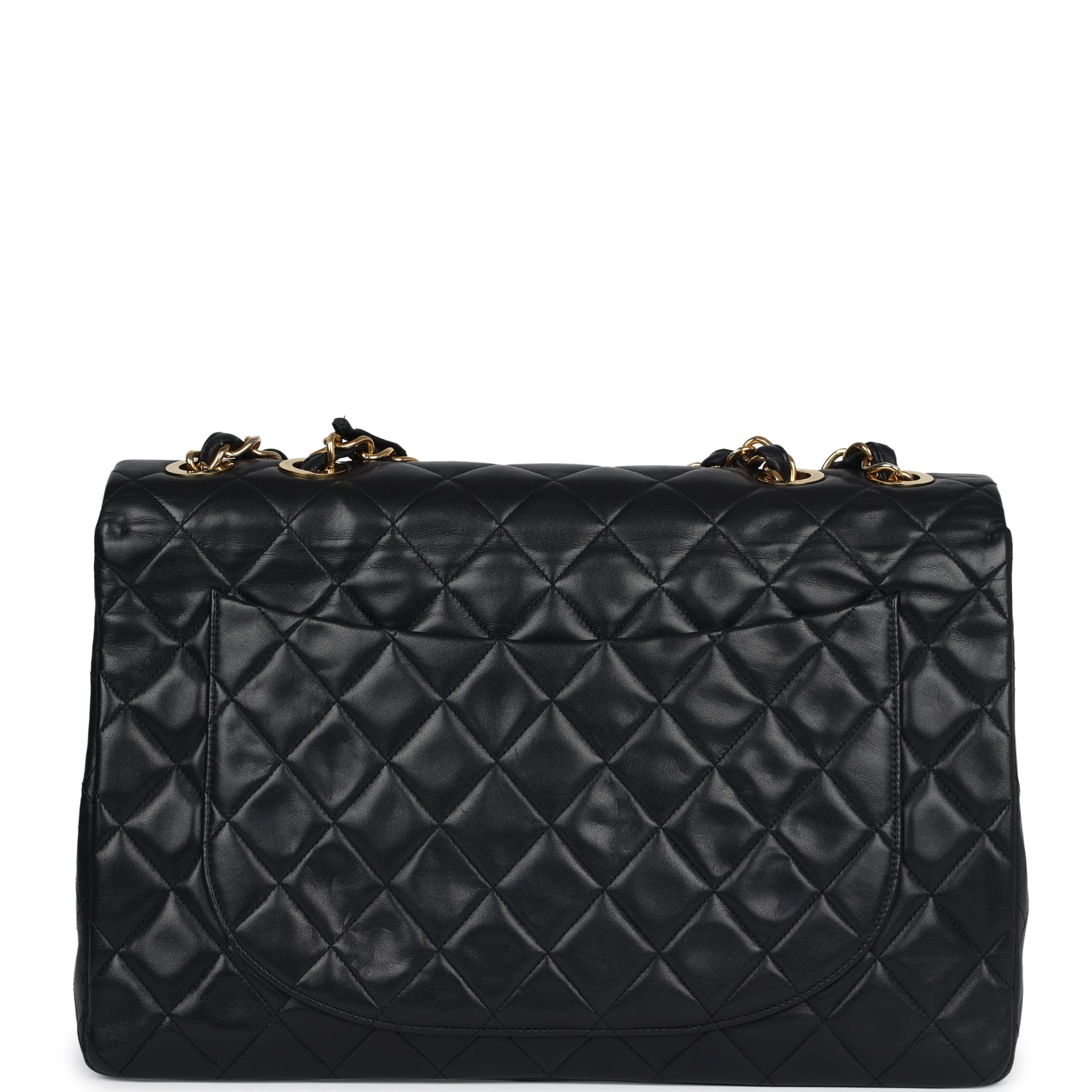 Chanel Vintage XL Jumbo Maxi Flap Bag Black Lambskin Gold Hardware