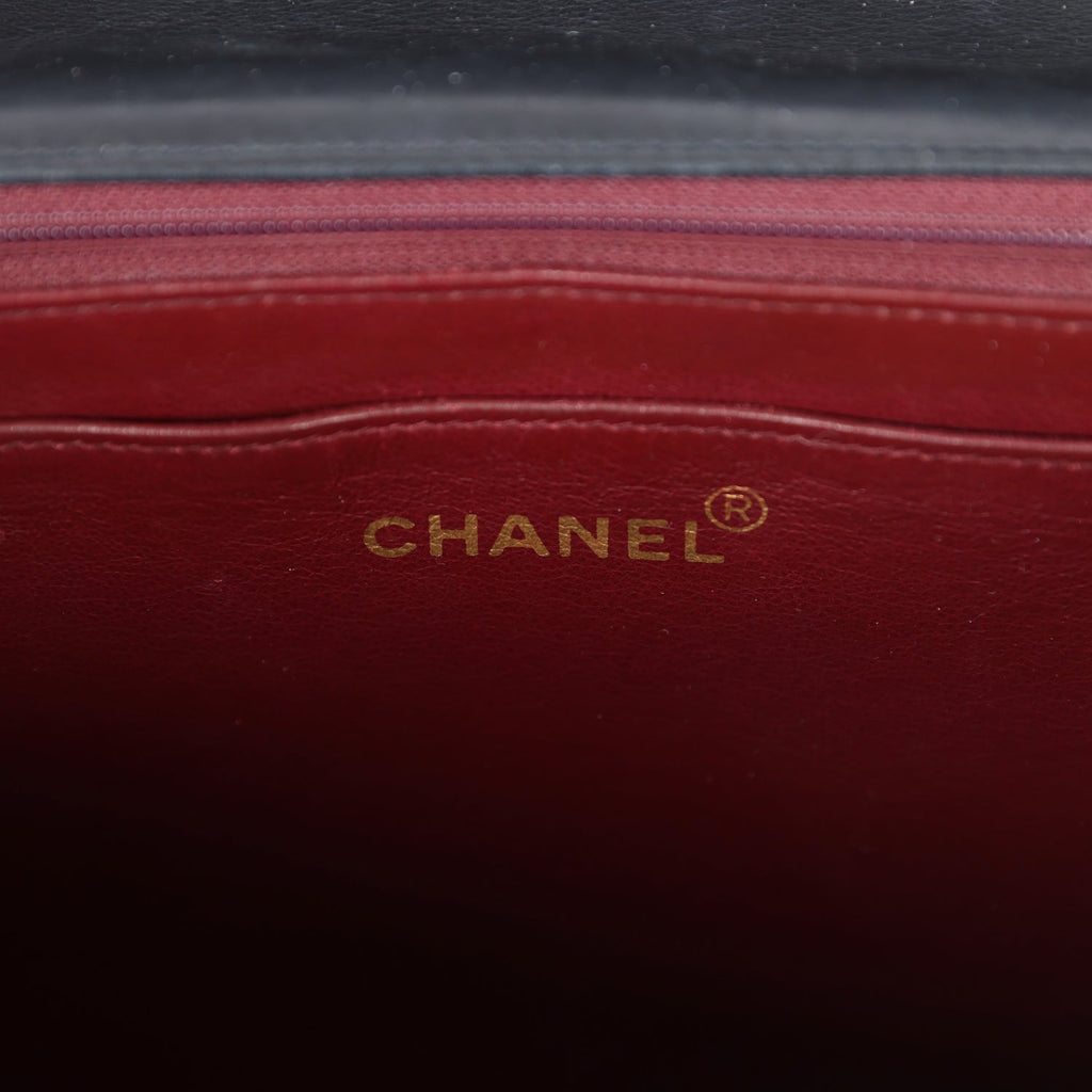 Chanel Vintage XL Jumbo Maxi Flap Bag Black Lambskin Gold Hardware