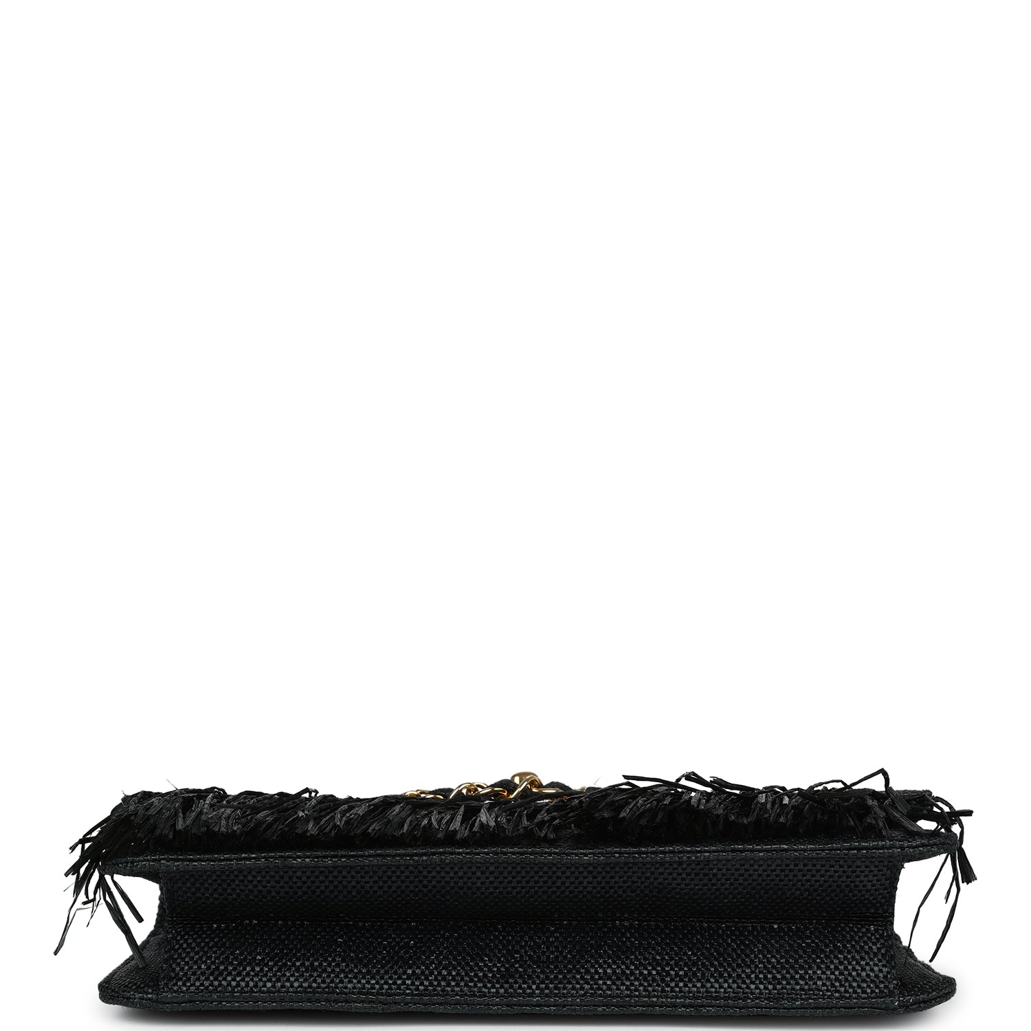 Chanel Vintage Quilted Fringe Single Flap Bag Black Raffia Gold Hardware