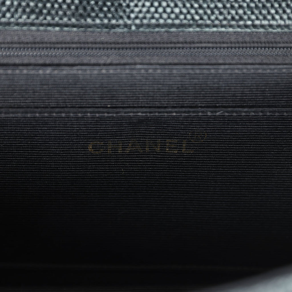 Chanel Vintage Quilted Fringe Single Flap Bag Black Raffia Gold Hardware