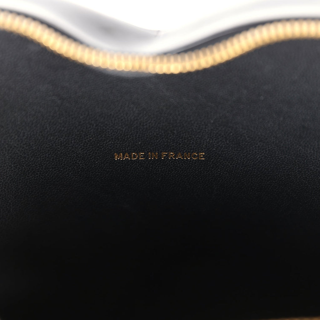 Chanel Vintage Heart Vanity Bag Black and White Patent Antique Gold Hardware