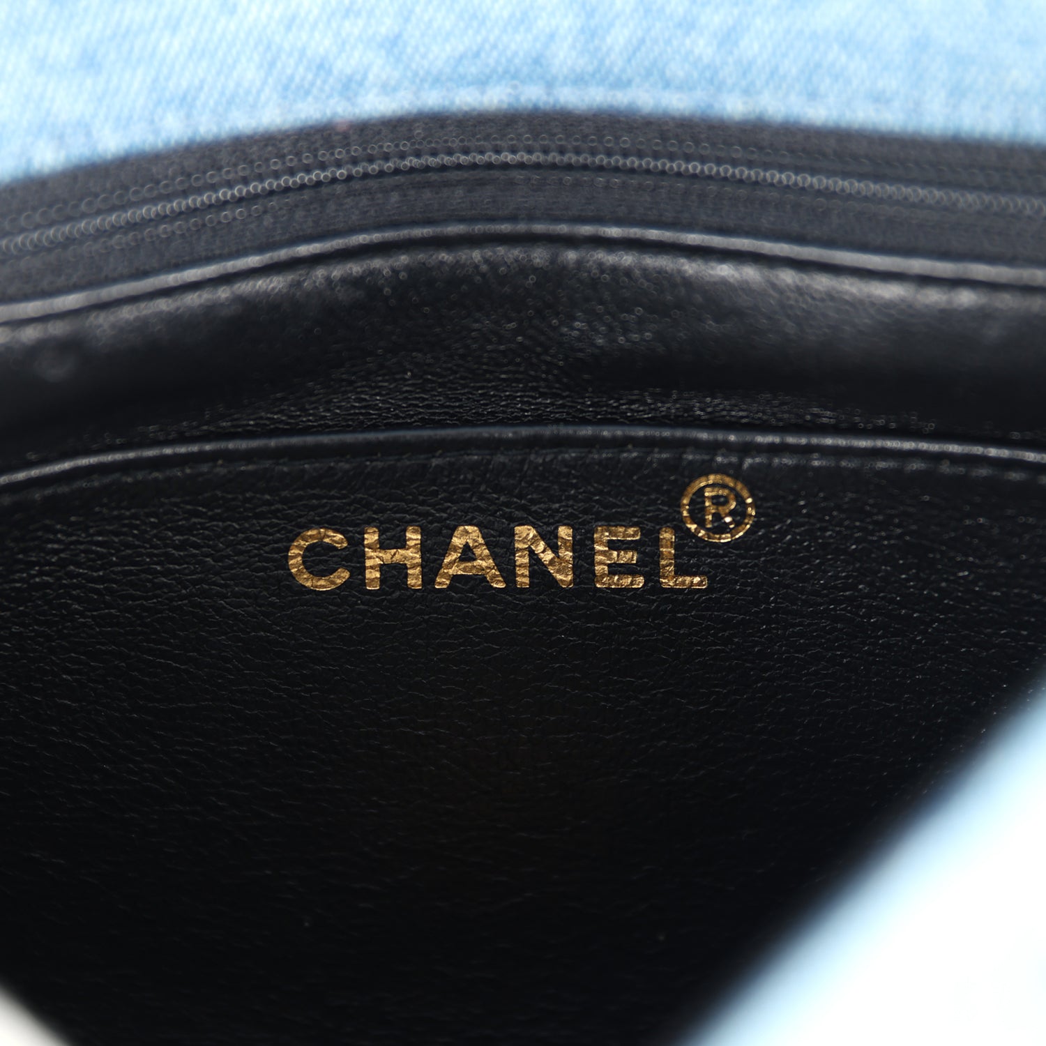 Chanel Vintage Mini Square Flap Bag Blue Denim Gold Hardware